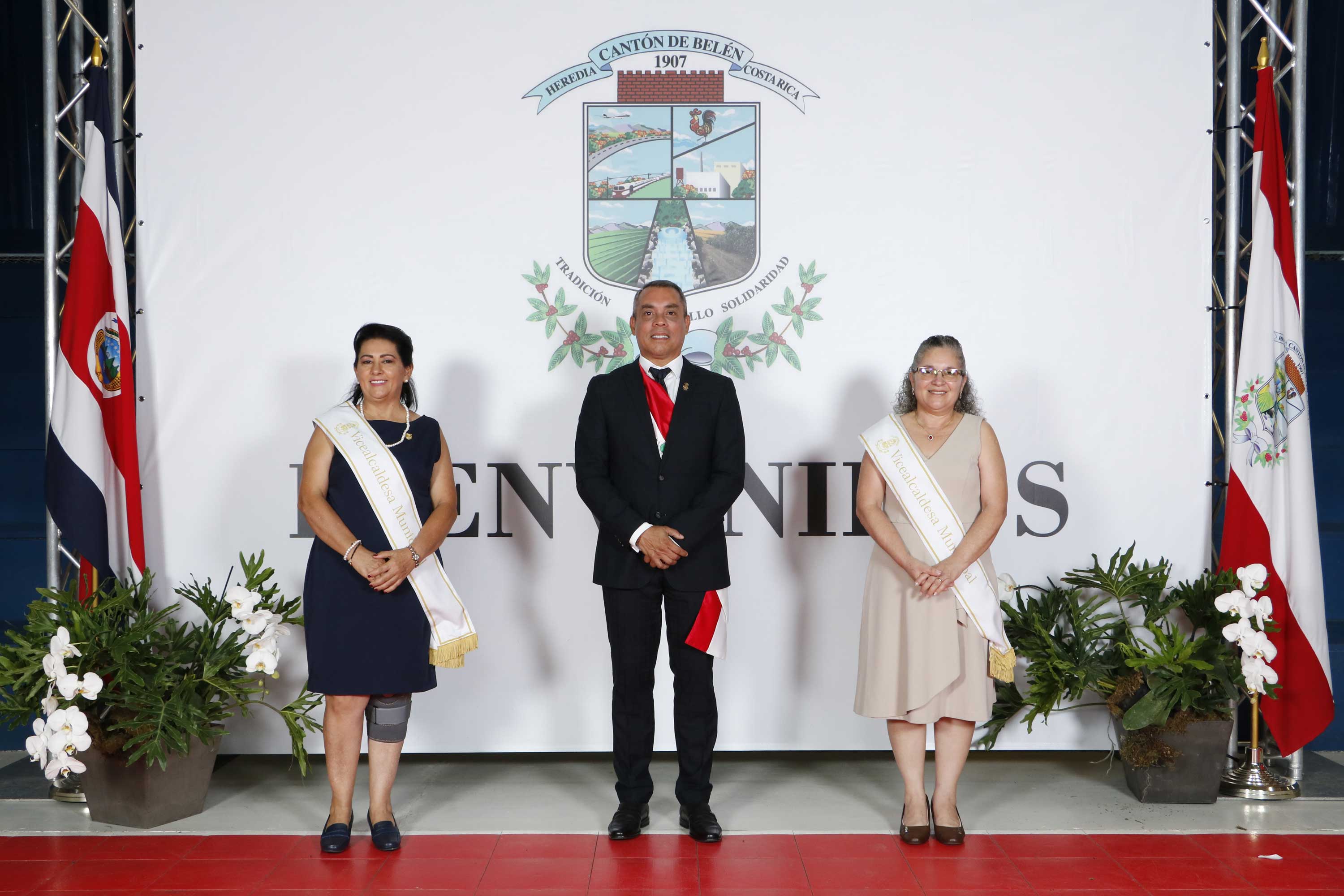 Mienbros de la alcaldía, alcalde Horacio Alvarado Bogantes, primera vicealcaldesa Thaí­s Zumbado Ramírez, segunda vicealcaldesa Maria Lidiette Murillo Chaves